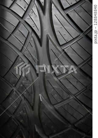 Car tire background, Tyre texture closeup background. Car tire background, Tyre texture closeup background. 128848840