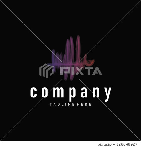 Cool abstract brush design concept, simple and modern minimalist with a cool color combination, design for a cool logo or poster illustration template 128848927