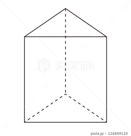 透けた三角柱の図形のベクターイラスト 透けた三角柱の図形のベクターイラスト 128849120