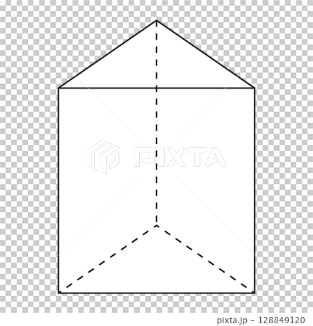 透けた三角柱の図形のベクターイラスト 透けた三角柱の図形のベクターイラスト 128849120