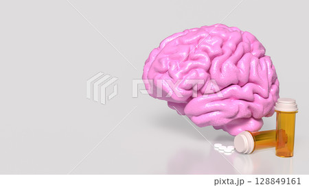 The Brain and drug for medical or sci concept 3d Rendering. 128849161