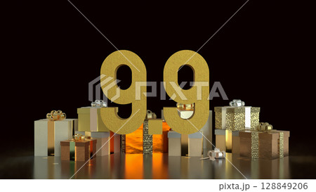 The Gift box and Number for 9.9 promotion or business concept 3d Rendering. The Gift box and Number for 9.9 promotion or business concept 3d Rendering. 128849206