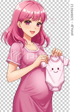 Cheerful Mom with Baby Onesie 128849212