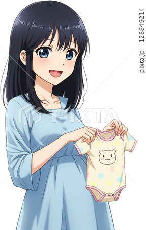 Girl Showing Baby Outfit 128849214