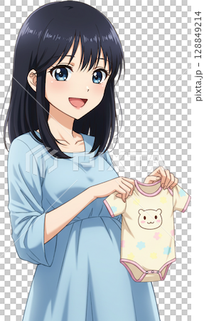 Girl Showing Baby Outfit 128849214
