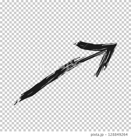 手描きの右肩下がりの矢印のイラスト 手描きの右肩下がりの矢印のイラスト 128849264