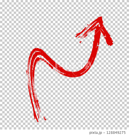手描きの曲がった上向きの矢印のイラスト 128849275