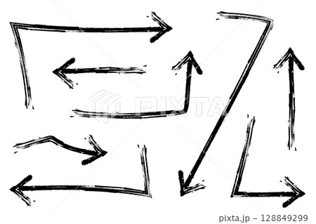 いろいろな手描きの矢印のイラストセット いろいろな手描きの矢印のイラストセット 128849299