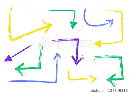 いろいろな手描きの矢印のイラストセット いろいろな手描きの矢印のイラストセット 128849316