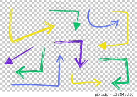 いろいろな手描きの矢印のイラストセット いろいろな手描きの矢印のイラストセット 128849316