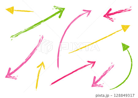 いろいろな手描きの矢印のイラストセット いろいろな手描きの矢印のイラストセット 128849317