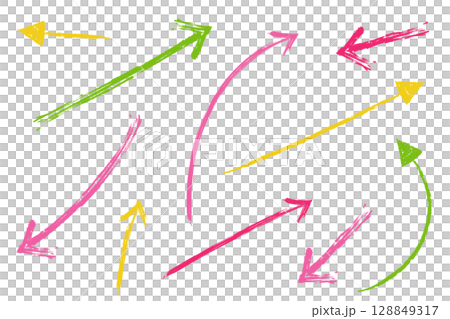 一組各種手繪箭頭插圖 128849317