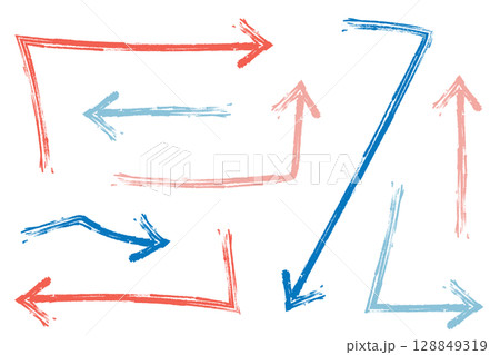いろいろな手描きの矢印のイラストセット 128849319