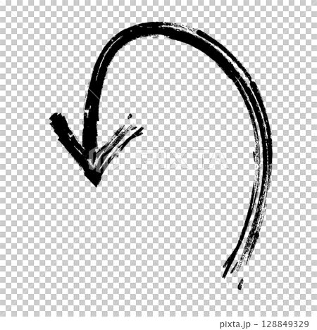 手描きの曲がった下向きの矢印のイラスト 手描きの曲がった下向きの矢印のイラスト 128849329