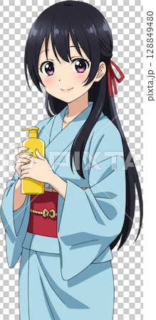 Girl Holding Yellow Bottle 128849480