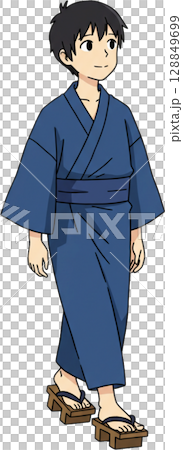 Walking Boy in Yukata 128849699