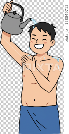 Boy Pouring Water on Shoulder 128849713