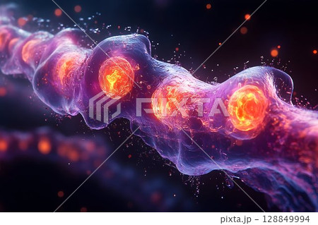 Abstract Cellular Structure with Vibrant Colors 128849994
