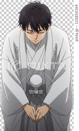 Bowing Groom in White Robe 128850164