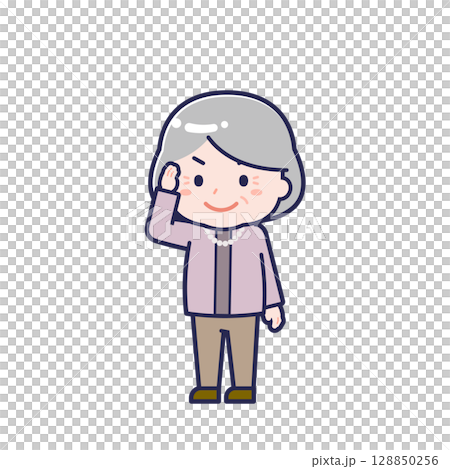 Senior in plain clothes / diagonal / female 02 128850256