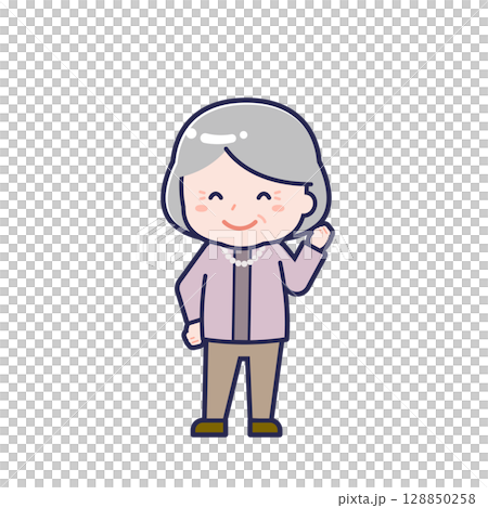 Senior in plain clothes / diagonal / female 04 128850258