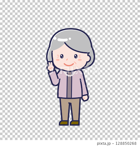 Senior in plain clothes / diagonal / female 14 128850268