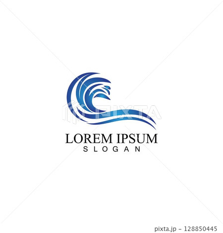 Water wave icon vector 128850445