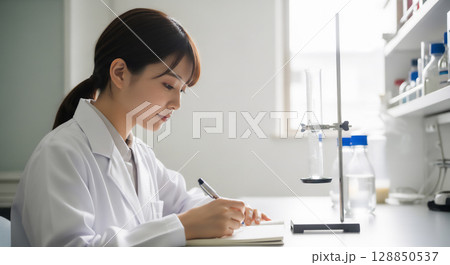 女性科学者・研究者の仕事風景・実験・分析シーン 女性科学者・研究者の仕事風景・実験・分析シーン 128850537