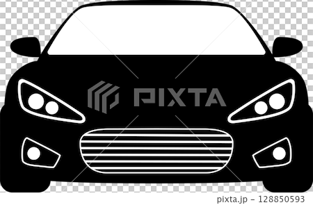 從正面看跑車的黑白插圖 128850593