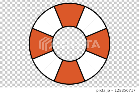 游泳圈的簡單線條插圖，夏季插圖，黑白 128850717