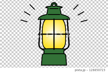 露營燈的簡單線條插圖，夏季插圖，黑白 128850723