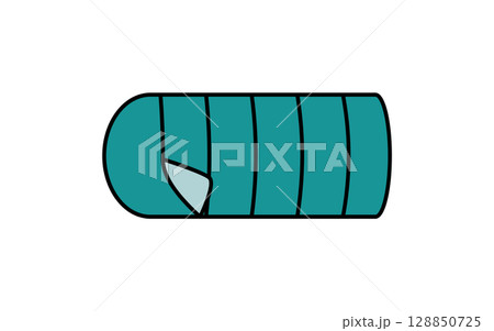 寝袋のシンプルな線画イラスト、夏のイラスト、白黒 128850725