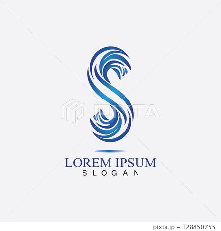 S letter water splash logo design template S letter water splash logo design template 128850755