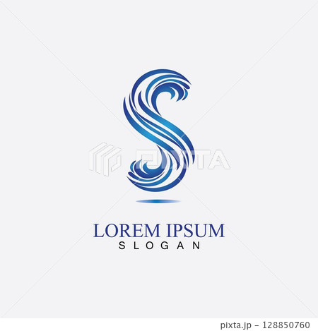 S letter water splash logo design template 128850760