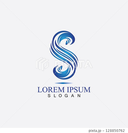 S letter water splash logo design template 128850762
