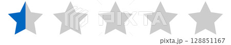 5段階評価の星のイラスト（0.5点） 128851167