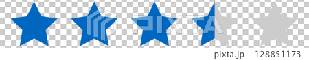 5段階評価の星のイラスト（3.5点） 128851173