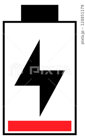 充電中のバッテリーのイラスト(残量少) 充電中のバッテリーのイラスト(残量少) 128851179