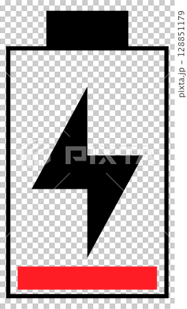 Illustration of a charging battery (low charge) 128851179