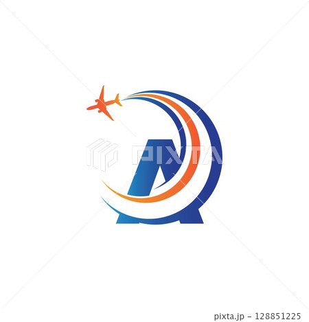 letter A Air travel logo design template-vector letter A Air travel logo design template-vector 128851225