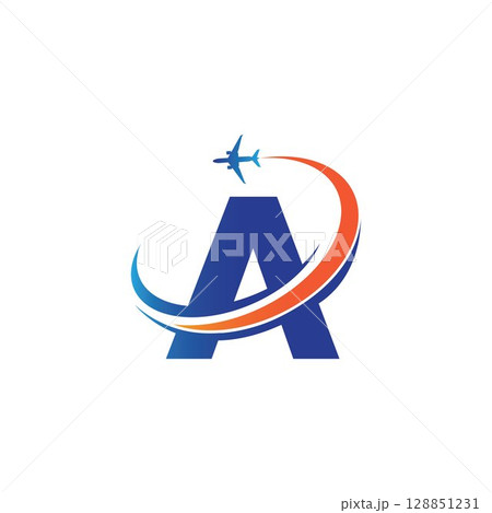 letter A Air travel logo design template-vector letter A Air travel logo design template-vector 128851231