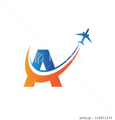 letter A Air travel logo design template-vector letter A Air travel logo design template-vector 128851243