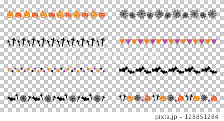 Halloween line separator line set vector 128851284