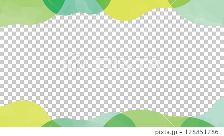 水彩　フレーム　緑　黄緑　抽象的　シェイプ 128851286