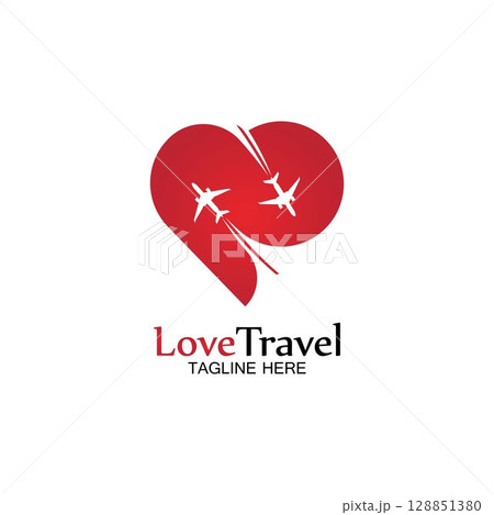 Love Travel logo vector icon design template Love Travel logo vector icon design template 128851380