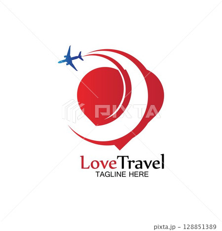 Love Travel logo vector icon design template 128851389