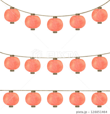 提灯 祭り 水彩 夏 イラスト 提灯 祭り 水彩 夏 イラスト 128851464