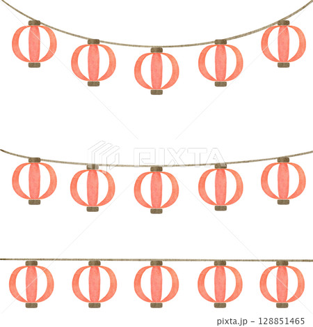 提灯　祭り　水彩　夏　イラスト 128851465