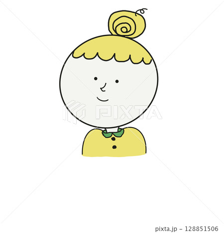 かわいいお団子ヘアーの女の子 128851506
