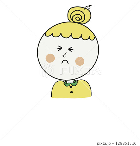 かわいいお団子ヘアーの困ってる女の子 かわいいお団子ヘアーの困ってる女の子 128851510
